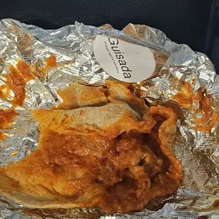 The orange Dr. Seuss cardne guisada taco