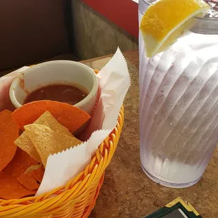 The salsa was too spicy for me. I ordered a horchata also and wished I got a large instead of a medium. Good horchata!