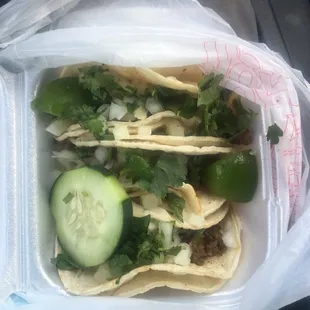 My three meat tacos. Yummy