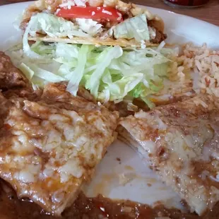 the 2 cheese enciladas, crispy taco plate