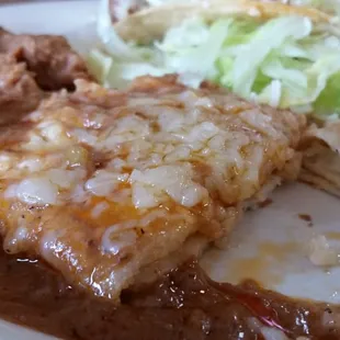 closeup on the cheese enchiladas