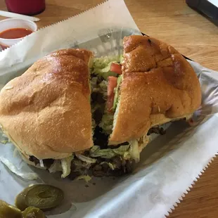 a sandwich in a basket