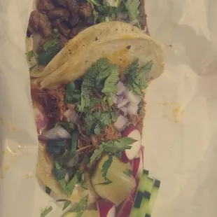 two tacos and cucumbers