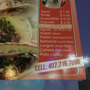 a menu for a mexican restaurant