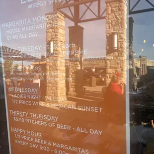 a menu in the window