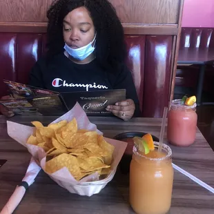 My sister and margaritas. I love the margarita size
