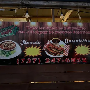 a sign for a restaurant