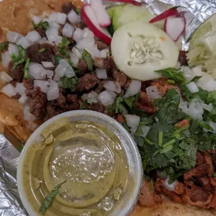 Al pastor and bistec tacos