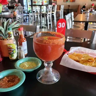Michelada, chips and salsa
