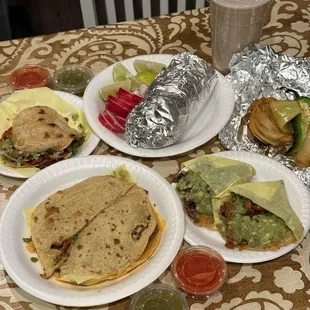 Vampiro, burrito, mulita, tacos and horchata to go