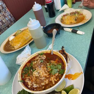 Ramen Birrai,  smothered burrito and Chile Riano