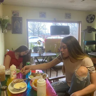 Me and the girls eating , they absolutely loved it !