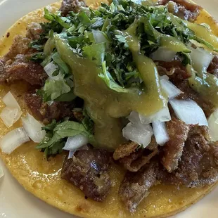 Crispy tripe taco