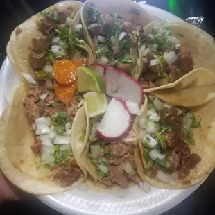 2 tripa, 2 lengua, 2 carnitas