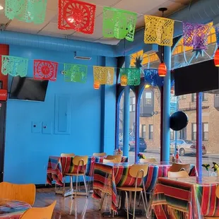 the interior of a mexican restaurant