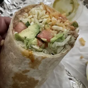 Veggie burrito with no sour cream