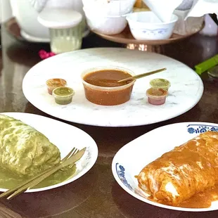 The best burrito in town! Super Wet Burritos: Carnitas Green Sauce &amp; Carne Asada Red Sauce. It's all in the sauce/salsa!