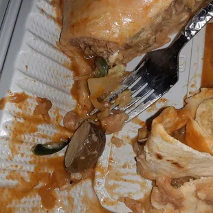 Avocado pit in burrito