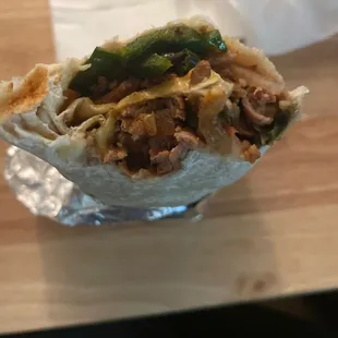 Regular burrito with carne asada, asked for no peppers or onions...