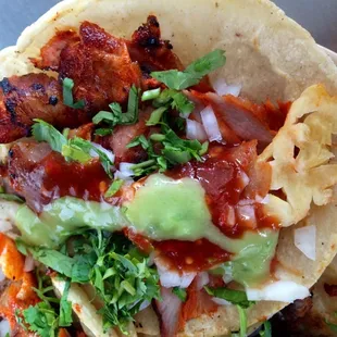 Perfect close up of Al-Pastor taco