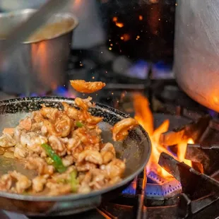 a frying pan on a stove