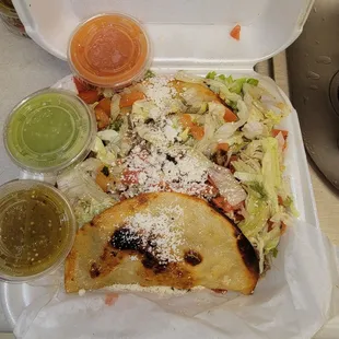 Carne asada tacos with salsas