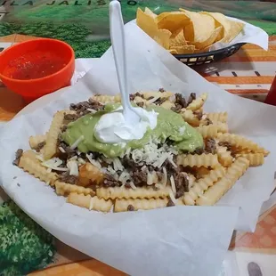 Carne asada Papas locos.