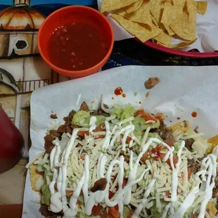 Asada &amp; Pastor nachos! Yum!