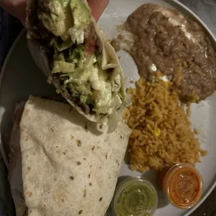 Steak burrito dinner