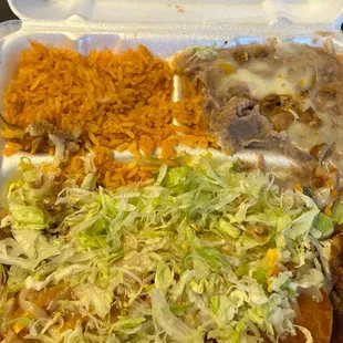 2/19/22 (sun): #3 tostada &amp; enchilada combo plate. Beneath the tostada