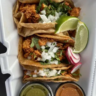 Chicken tacos in Corn Tortillas