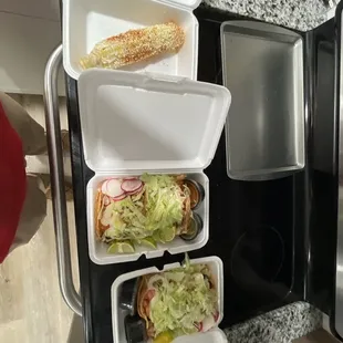 6 chicken tacos &amp; Street corn