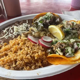 Carnitas tacos plate. Yum!