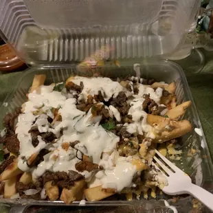 Meaty fries loaded with toppings