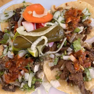 #1 with two carne asada &amp; two Al pastor