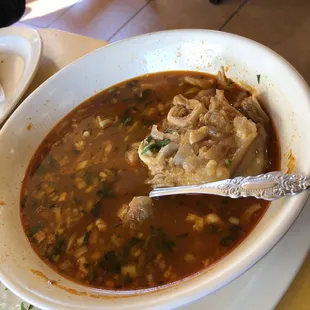 did not braise this intestine soup. In a proper Vietnamese soup. they would rinse the gamey/bile flavor with hot water 2 times