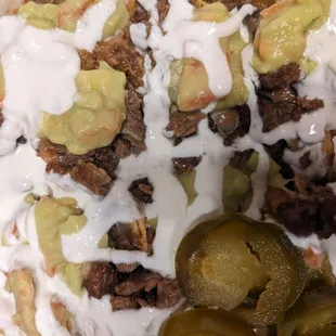 Asada nachos close up