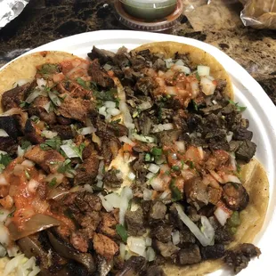 Tacos! Al pastor and carne asada!