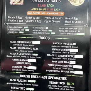 Price increase for breakfast.