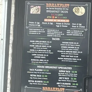 Take note that the time the breakfast tacos change has gone from 10am to 9am.