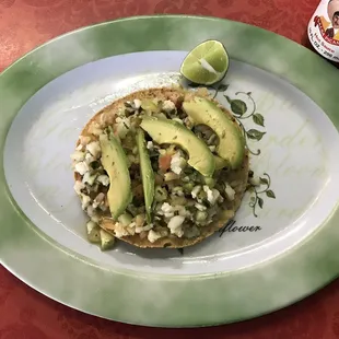 Tostada de ceviche. Tilapia fish.