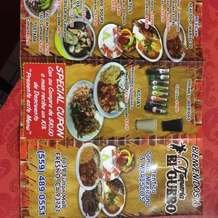 Seafood menu