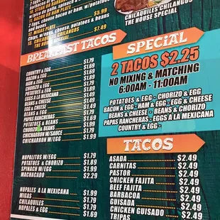 menu