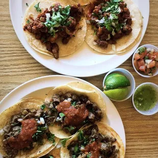 Al pastor, carne asada and lengua tacos, $3.30/each