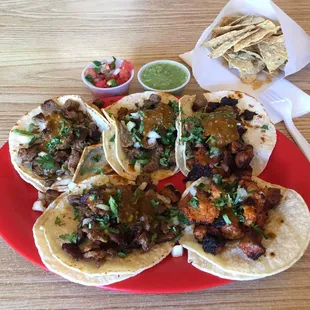 3x carne asada &amp; 2x adobada tacos! Best tacos I know of!!!