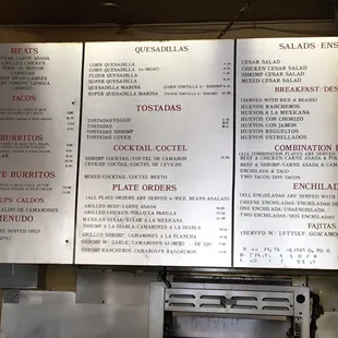 menu