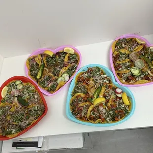 a variety of heart shaped dishes