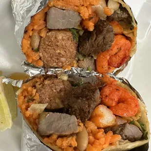 the inside of a burrito