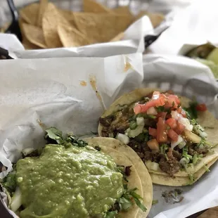 Carne Asada with guacamole &amp; al pastor taco