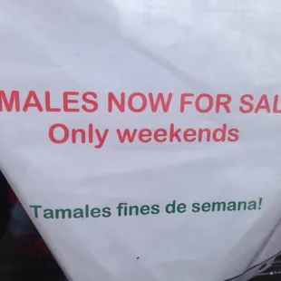 Tamales sold only on weekends